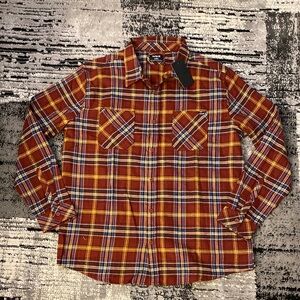 New Men’s Hurley Long Sleeve Flannel Button Up Shirt Large